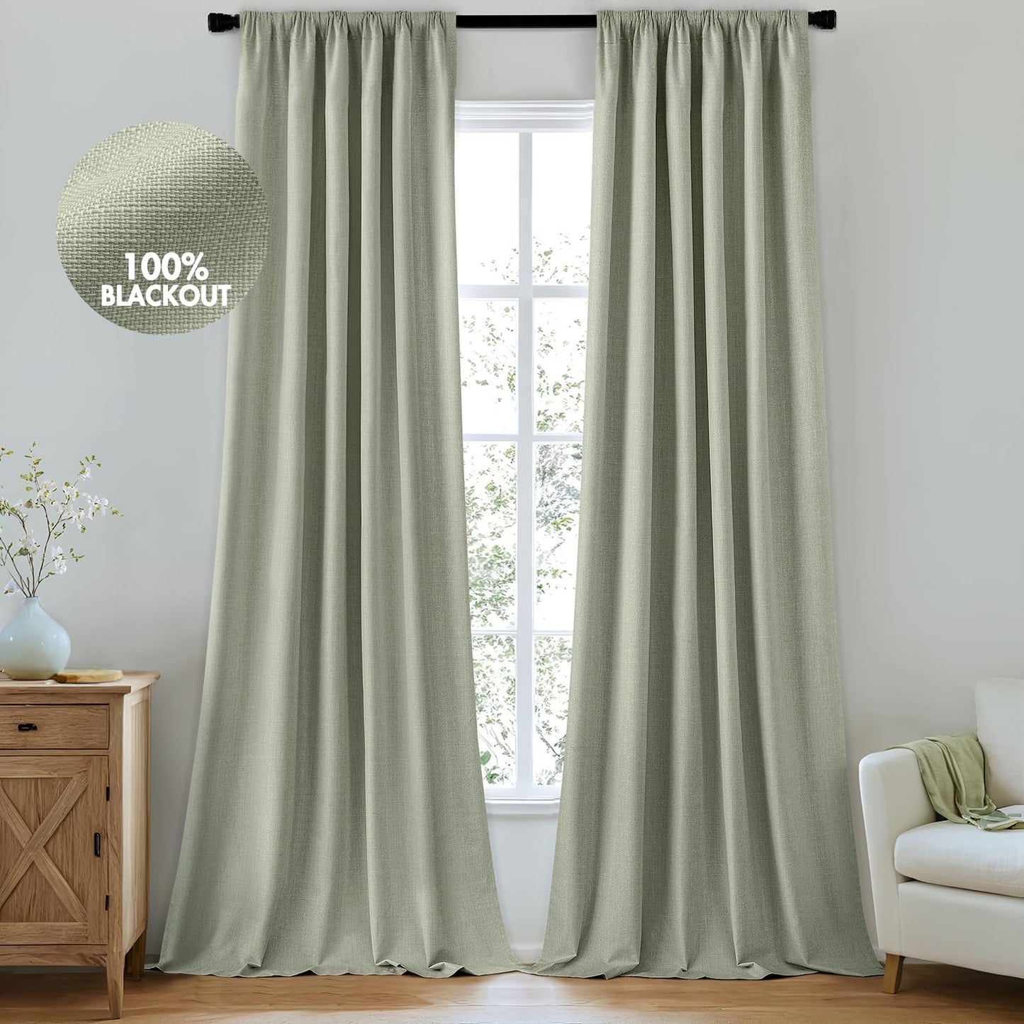 MIULEE Blackout Curtains 96" – Birch, 2 Panels