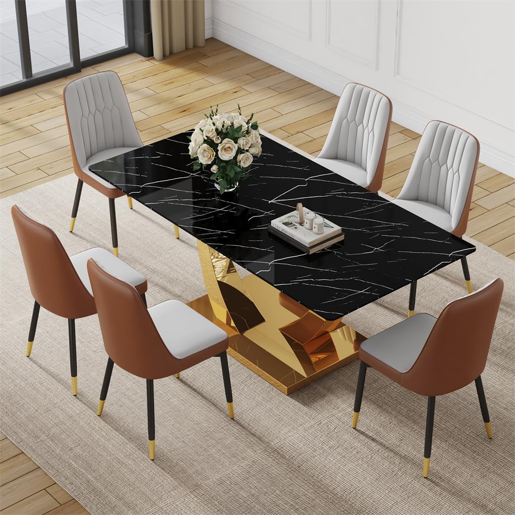 71" Black & Gold Dining Set for 8