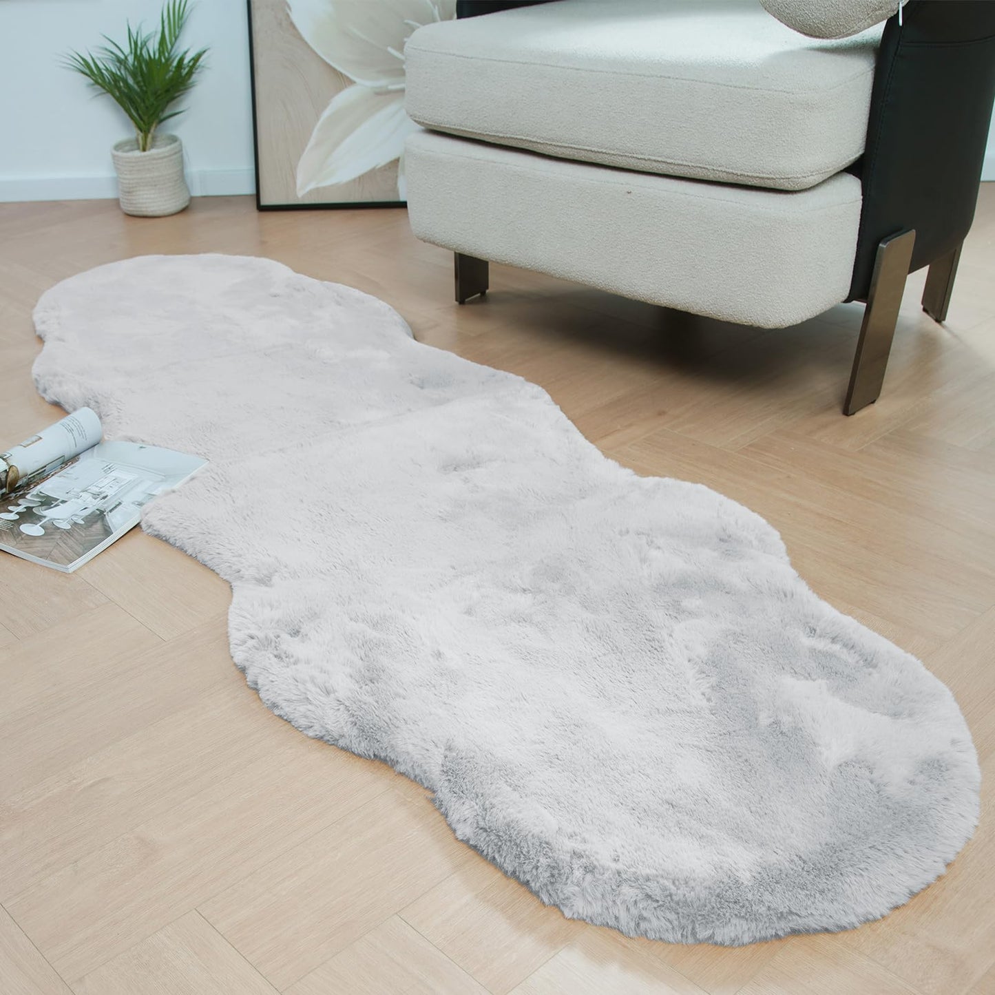 Latepis 3ft White Faux Fur Round Rug
