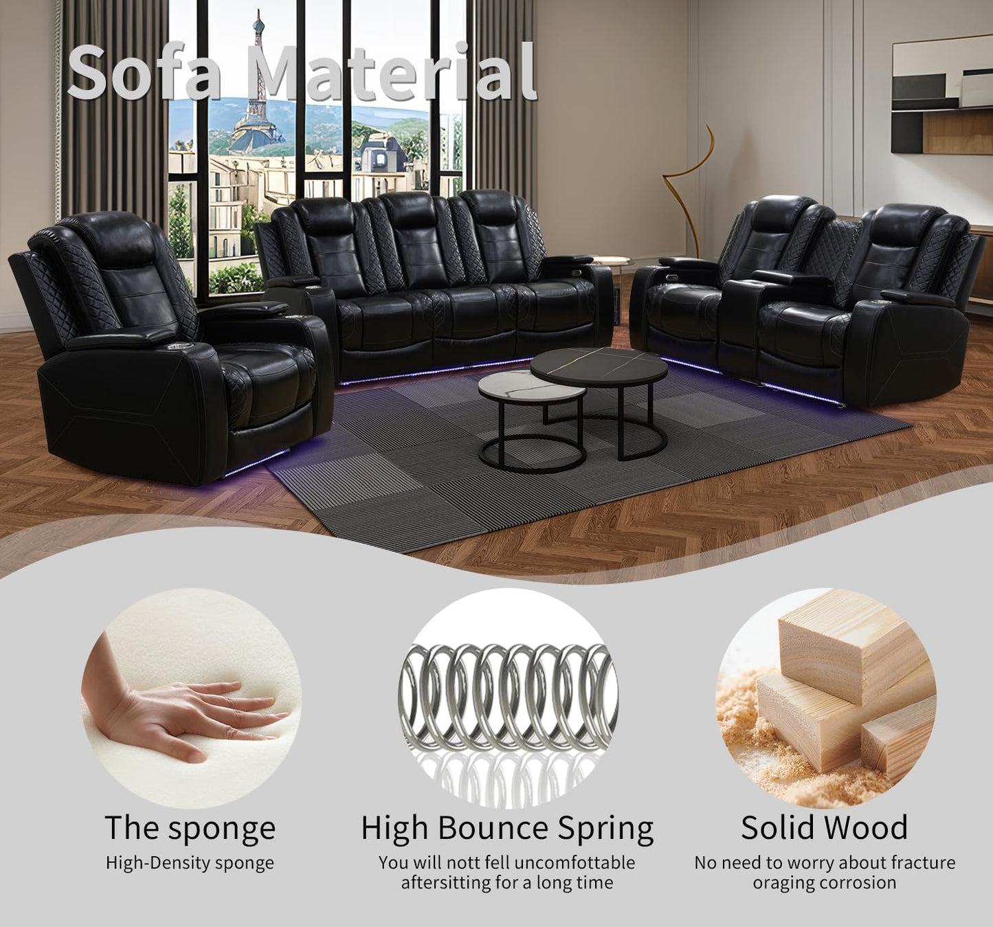 3-Piece Beige Power Recliner Set