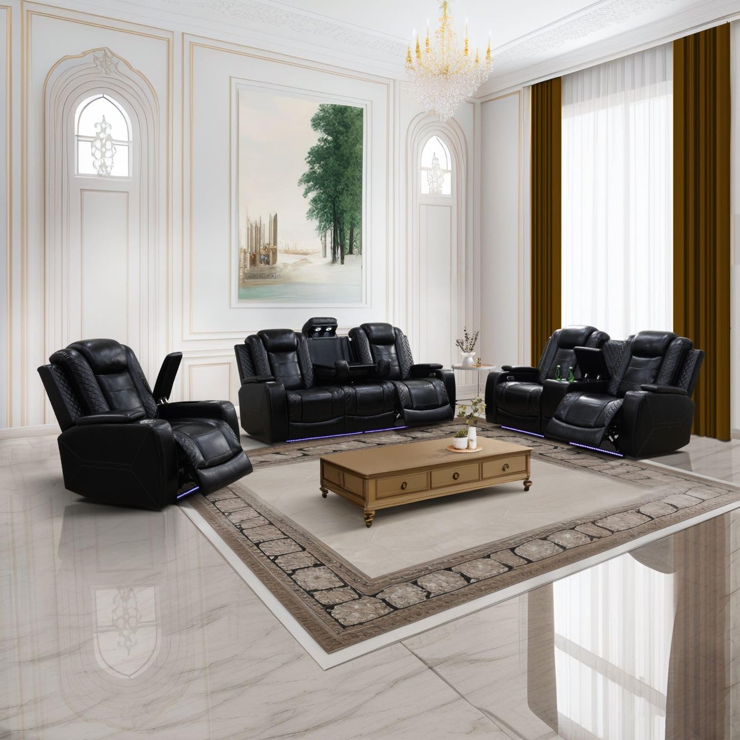3-Piece Beige Power Recliner Set