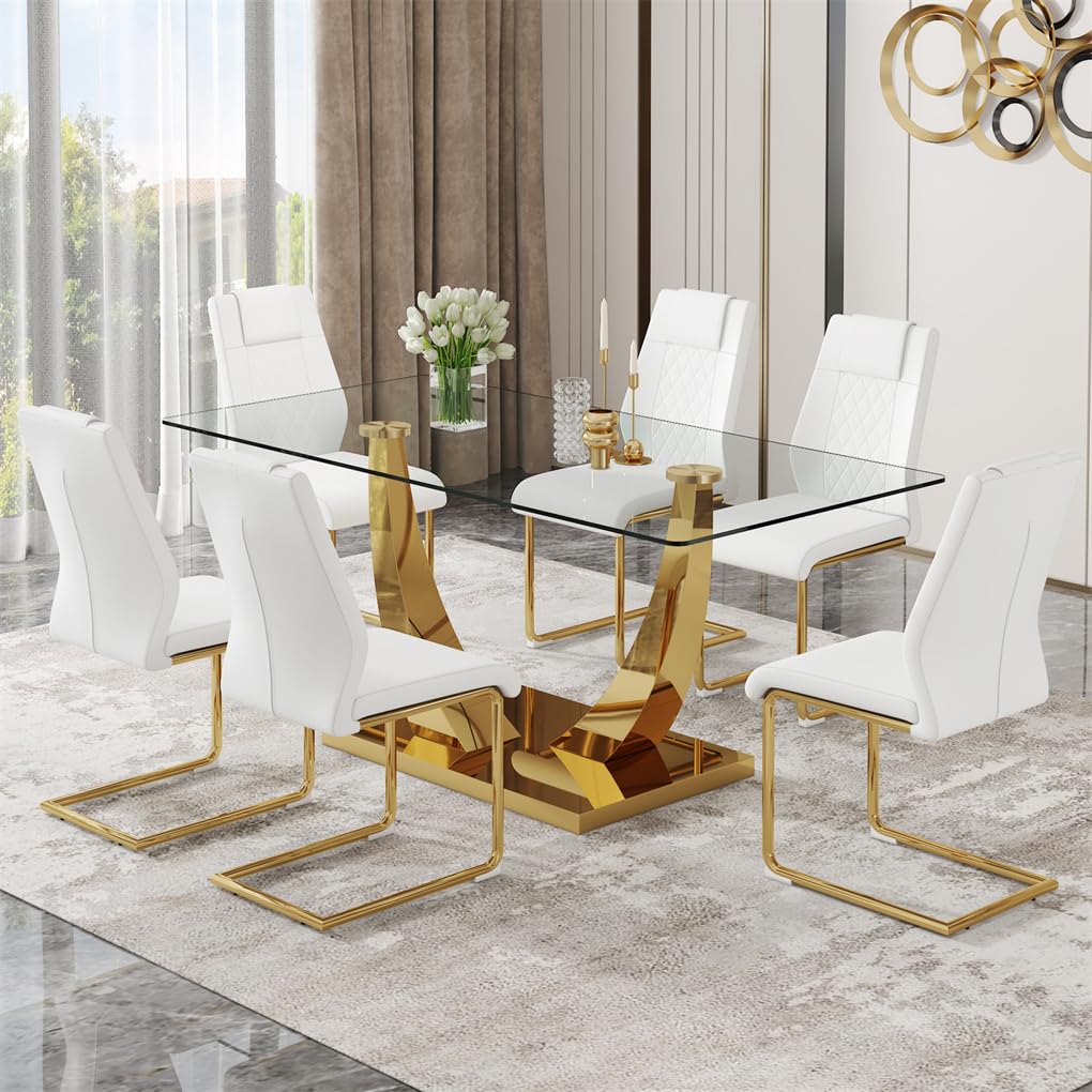 63" Glass Dining Table Set for 4