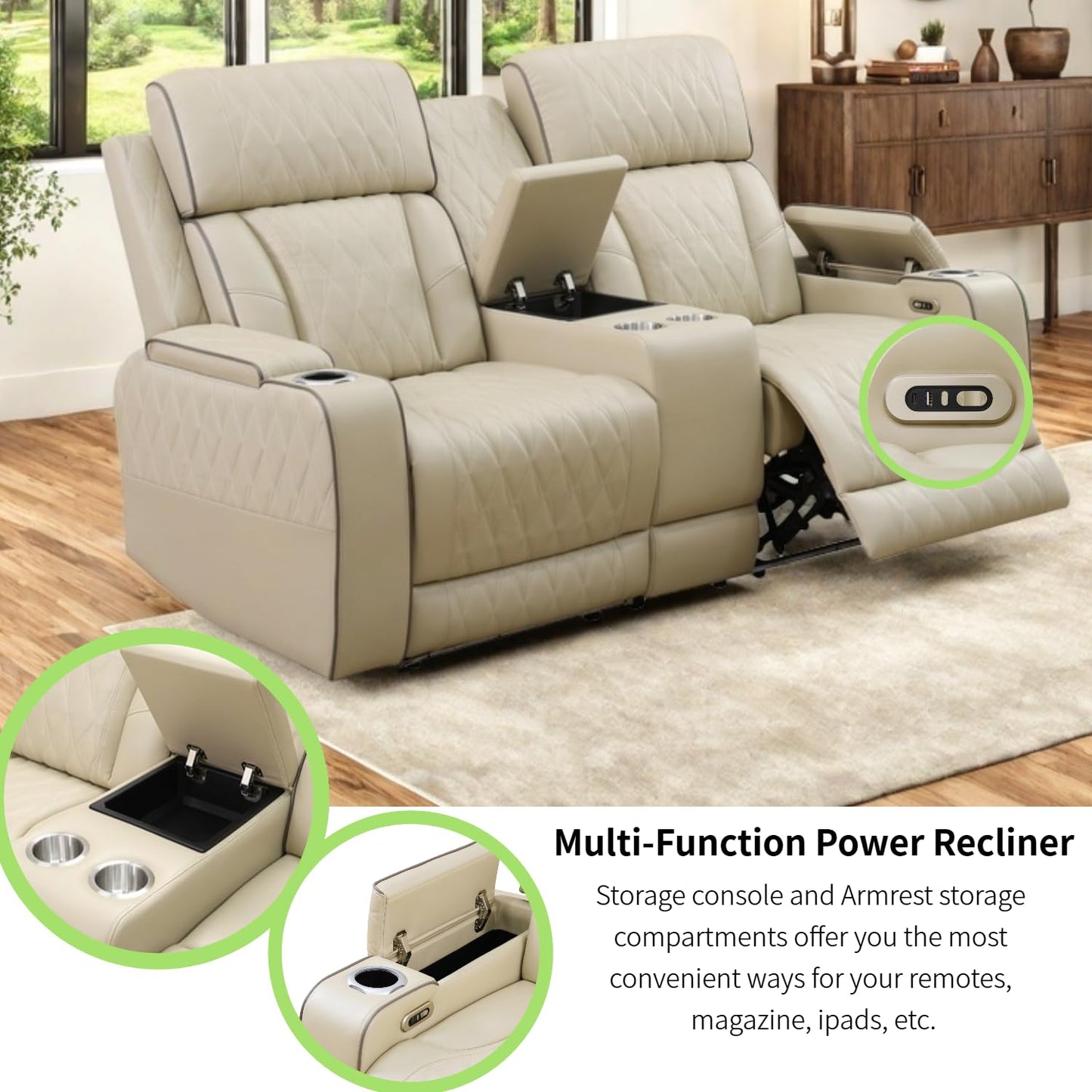 3-Piece Beige Power Recliner Set