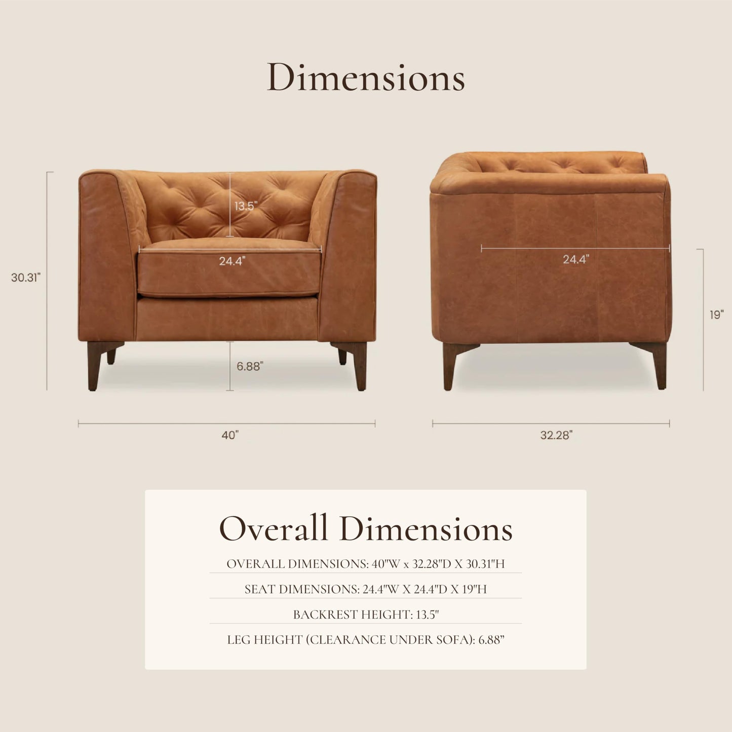 POLY & BARK 74" Leather Sofa – Cognac Tan