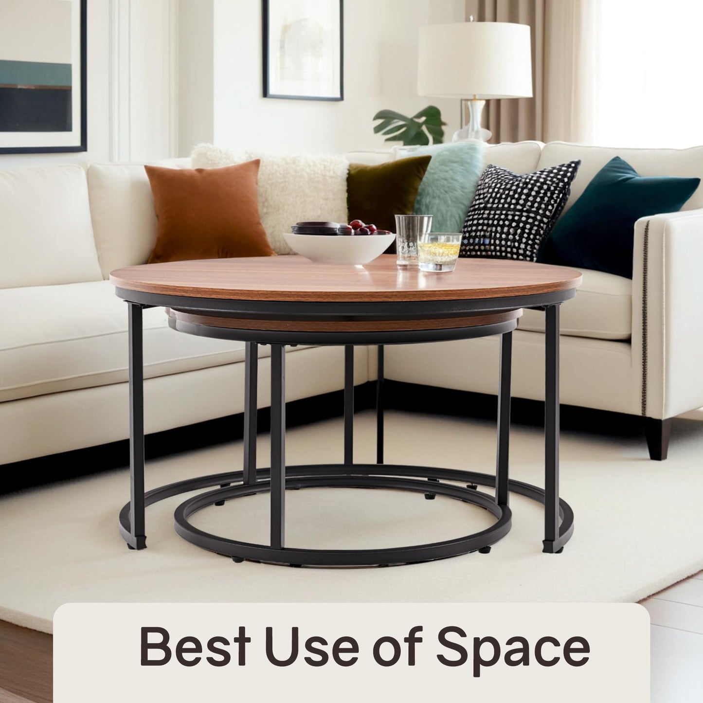 White Marble Nesting Tables, 2-Pack