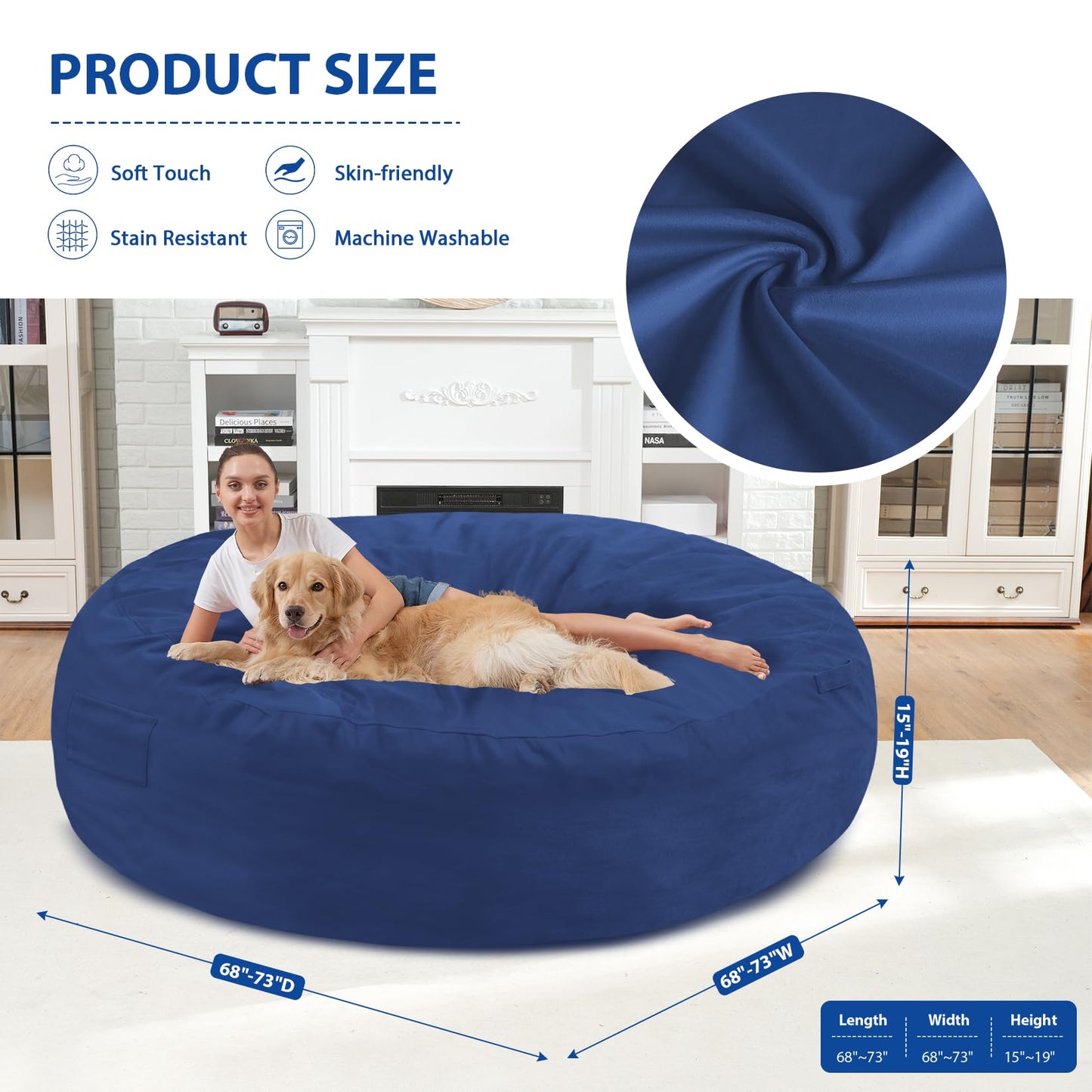 5FT Grey Bean Bag Chair
