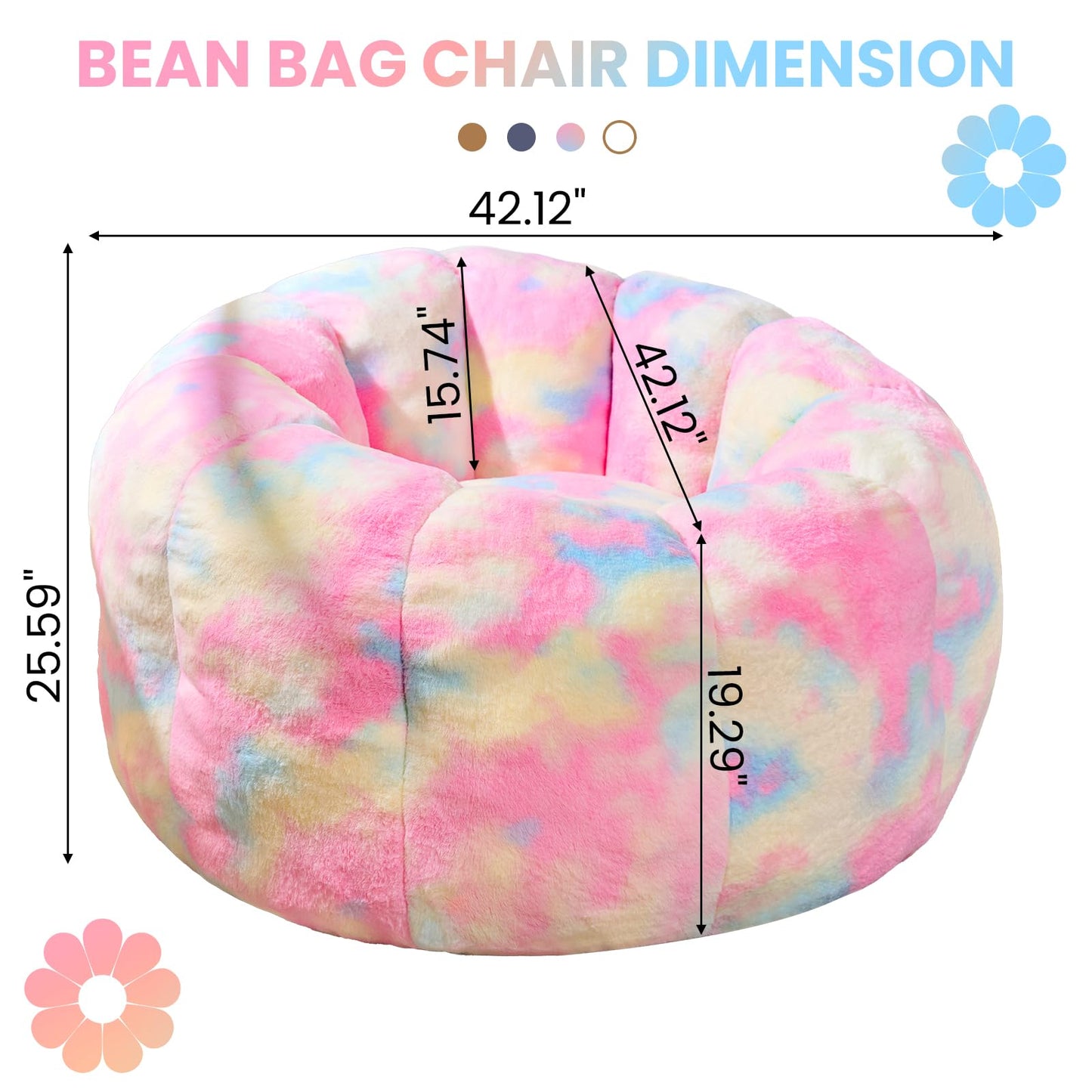 White Faux Fur Bean Bag Chair