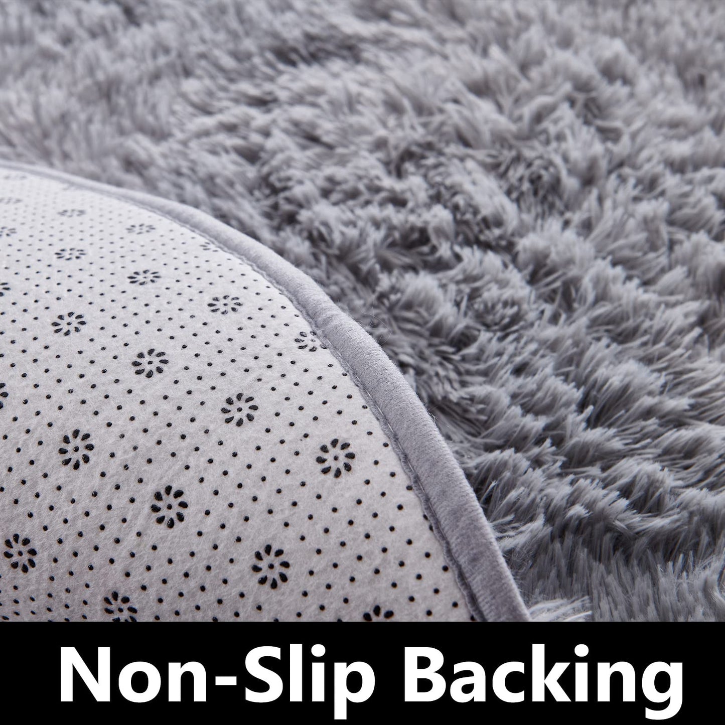 FJZFING 4x4 Light Grey Round Shag Rug