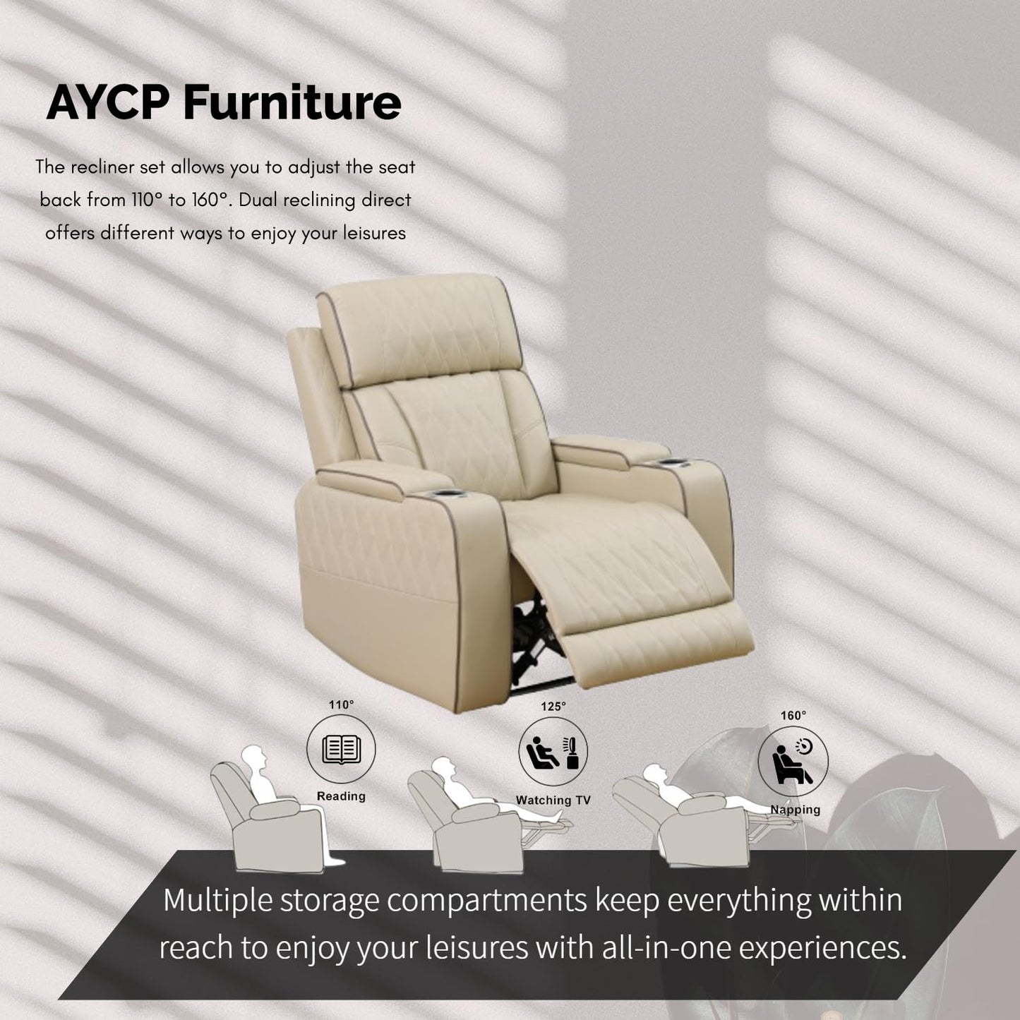 3-Piece Beige Power Recliner Set