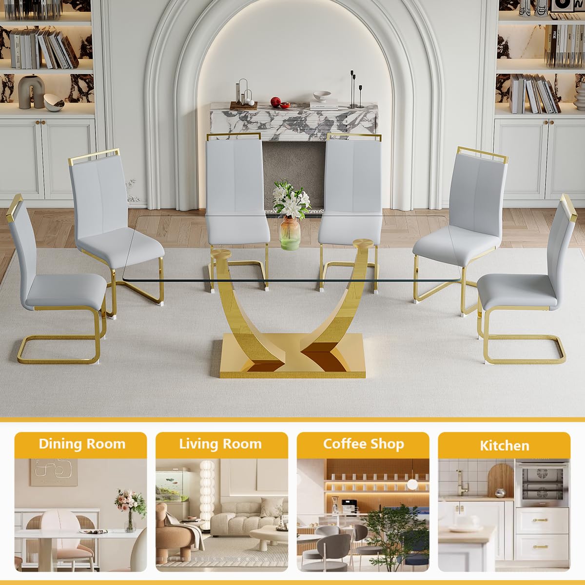 63" Glass Dining Table Set for 4