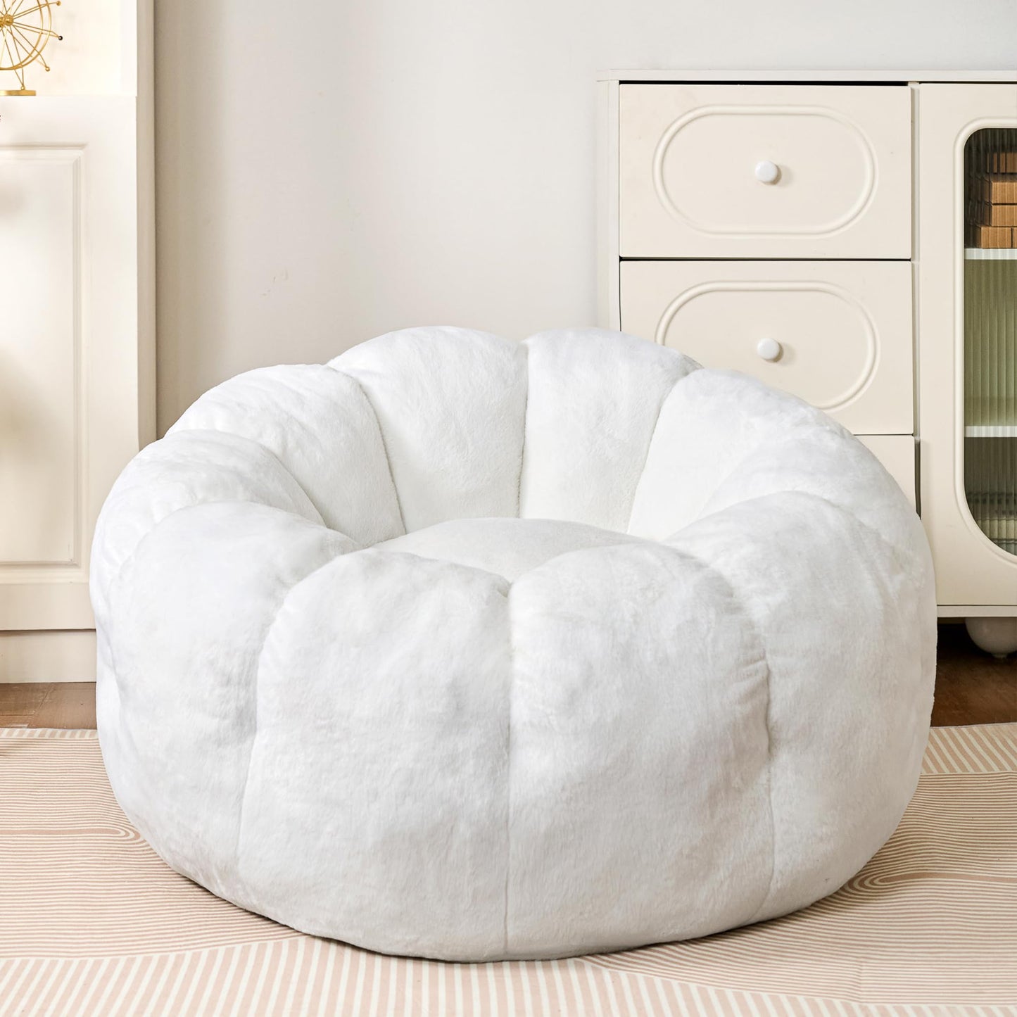 White Faux Fur Bean Bag Chair