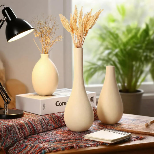 Beige 3-Piece Ceramic Vase Set