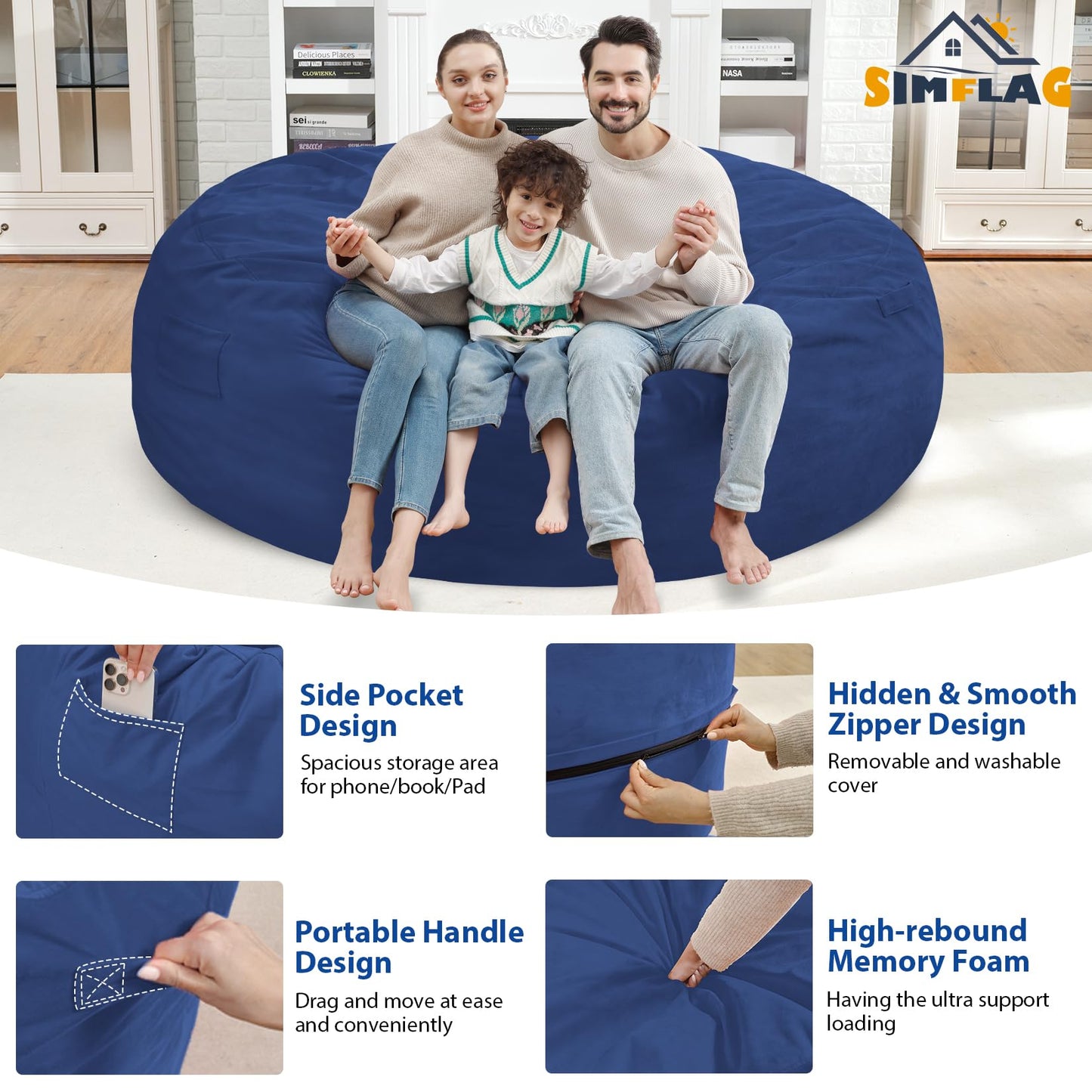 5FT Grey Bean Bag Chair
