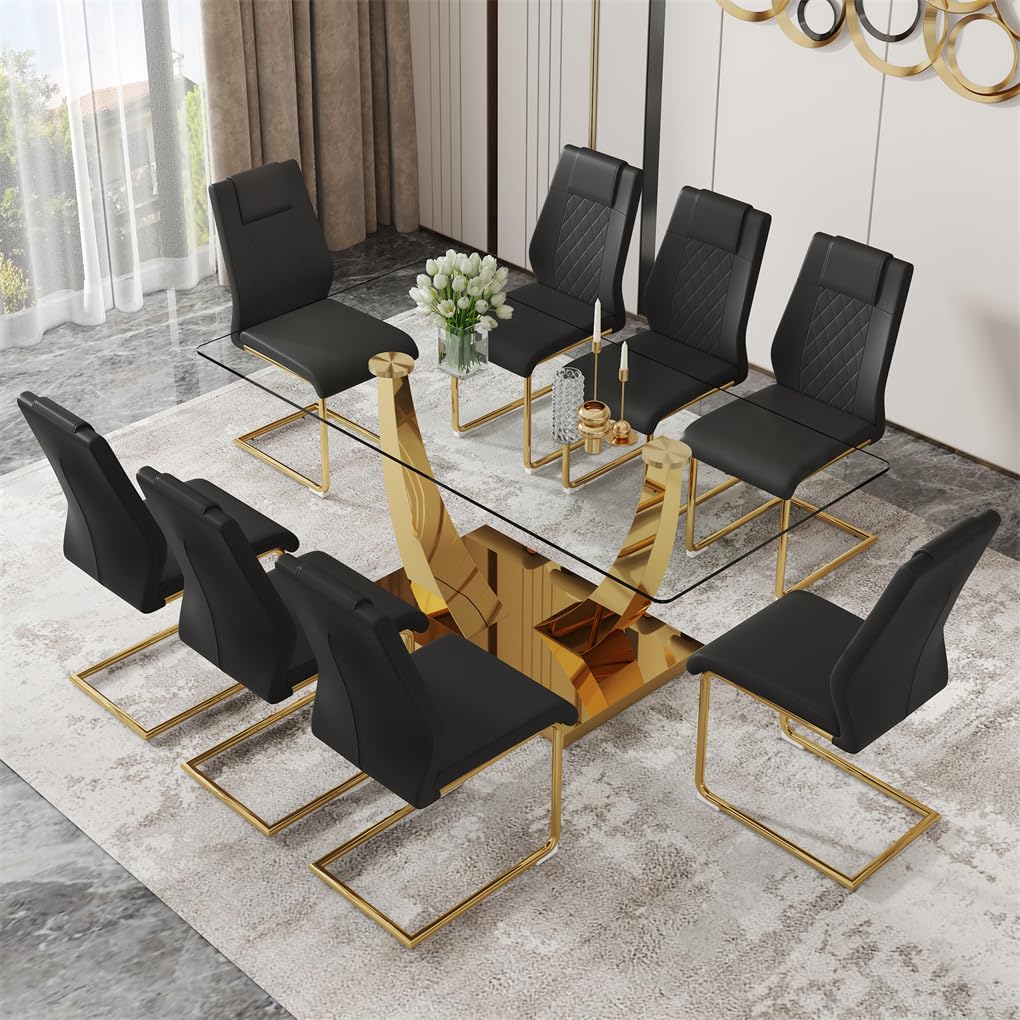 63" Glass Dining Table Set for 4