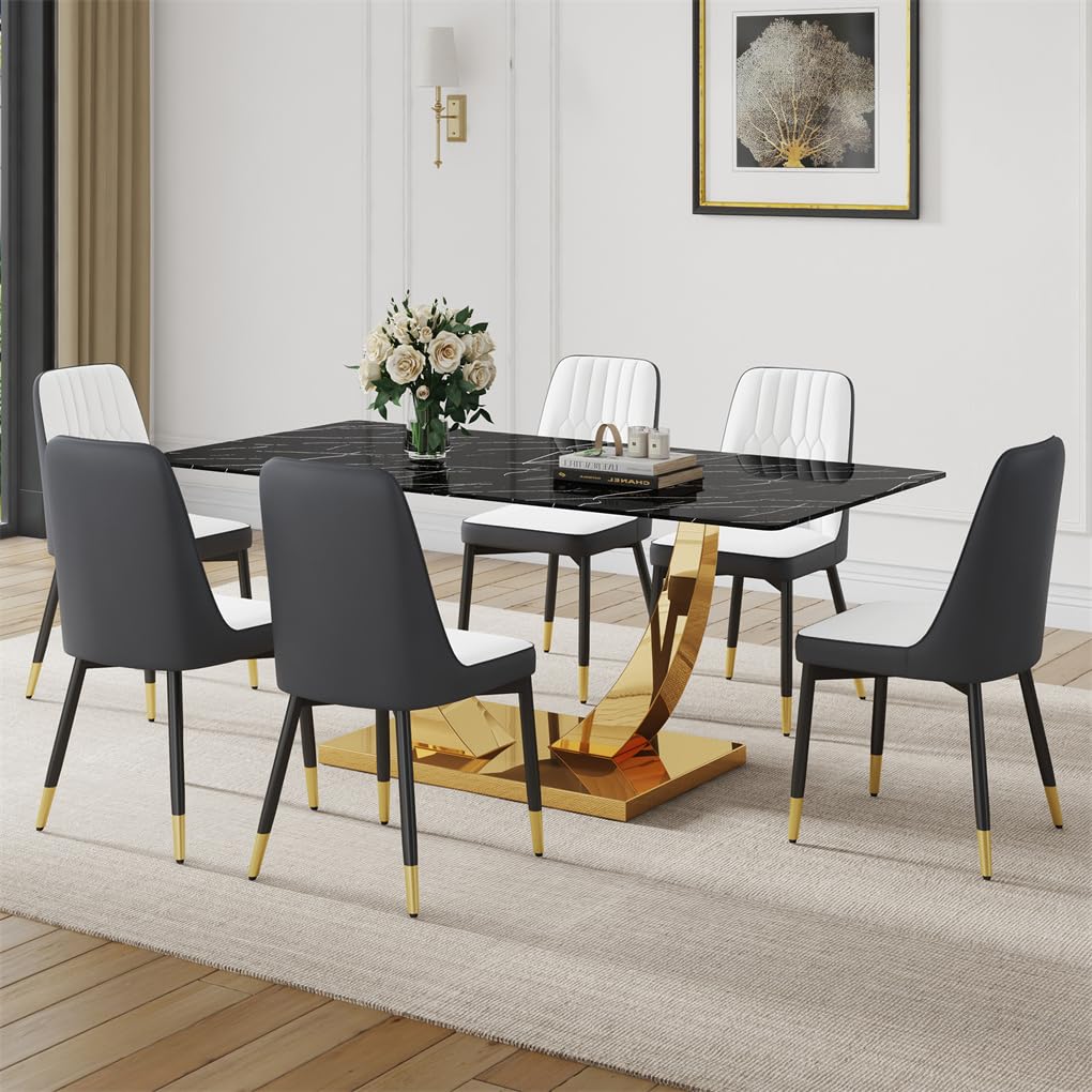 71" Black & Gold Dining Set for 8