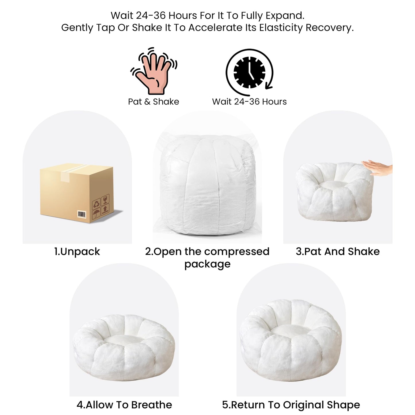 White Faux Fur Bean Bag Chair