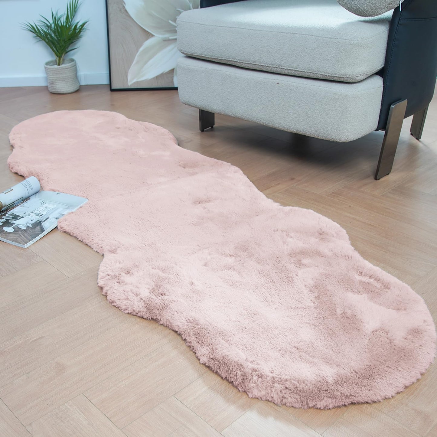 Latepis 3ft White Faux Fur Round Rug
