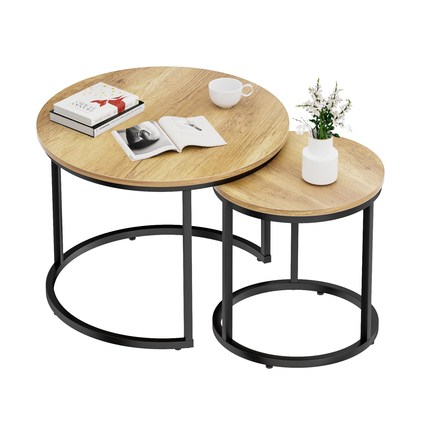 White Nesting Coffee Tables, 2-Pack