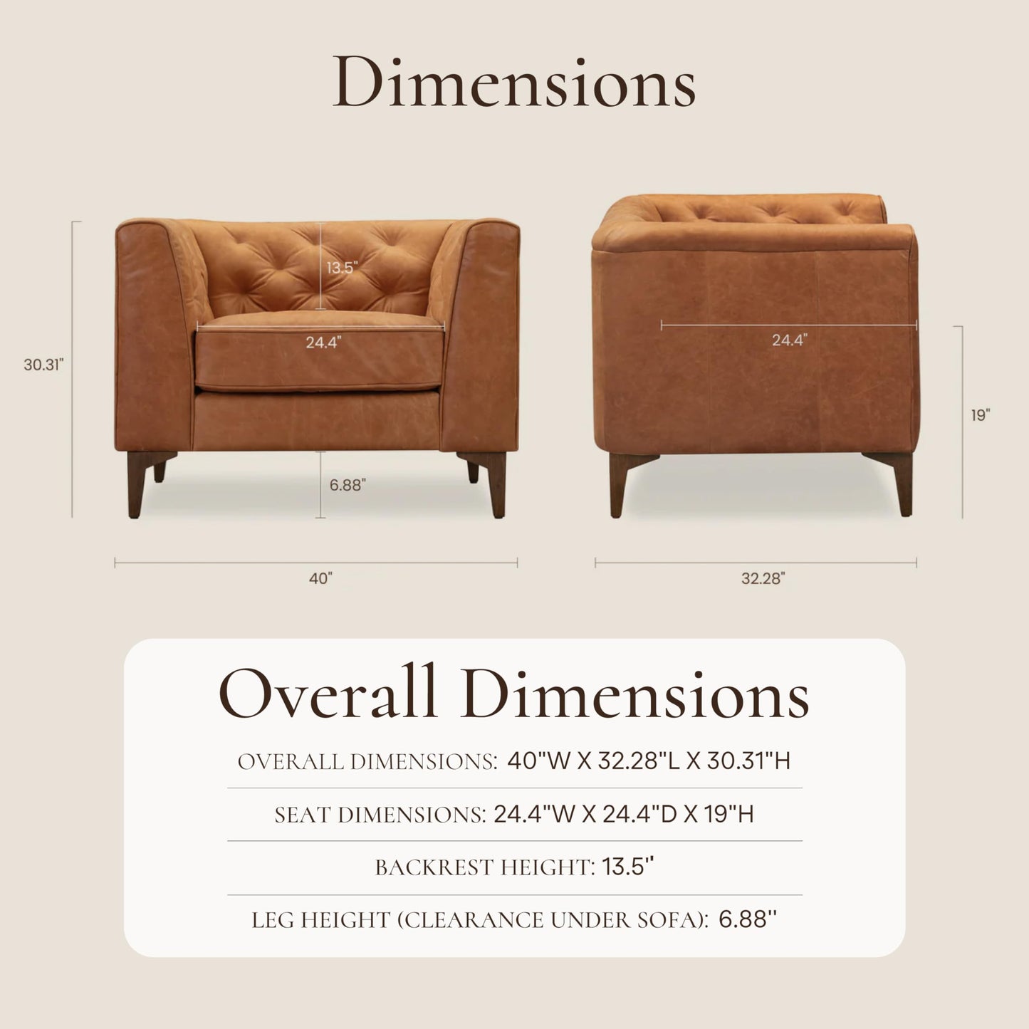 POLY & BARK 74" Leather Sofa – Cognac Tan