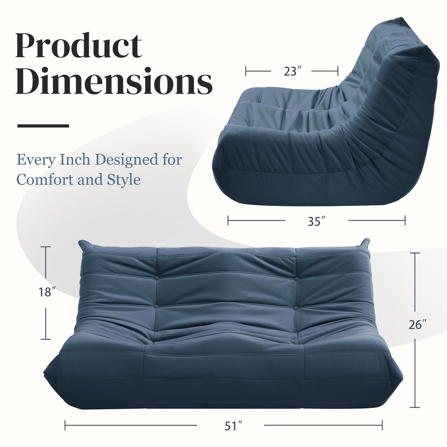 Dark Gray Memory Foam Bean Bag Chair