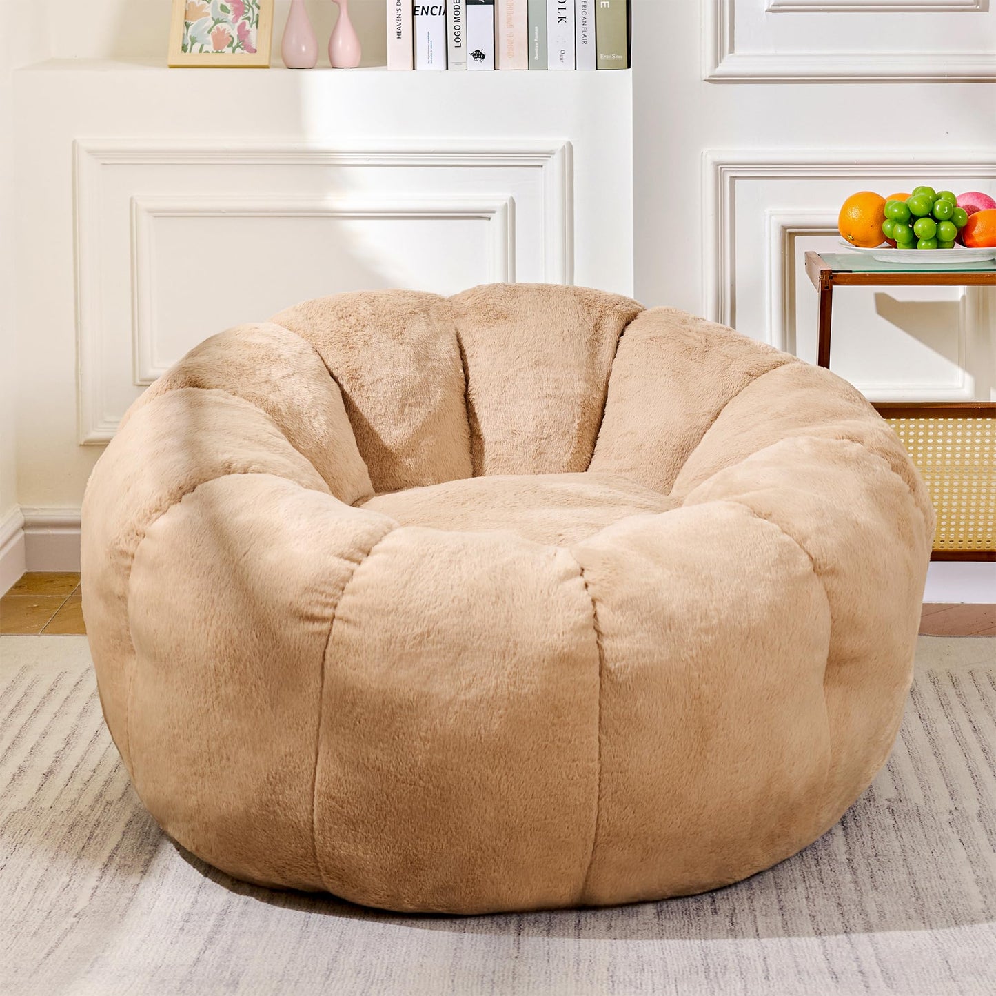 White Faux Fur Bean Bag Chair