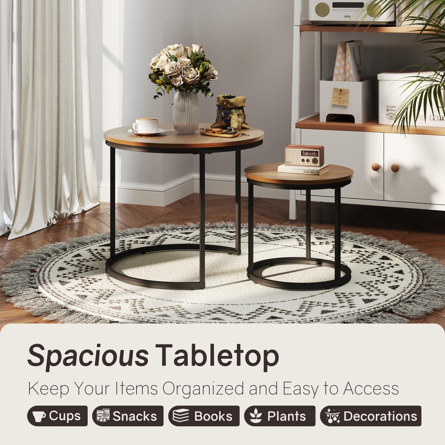 White Marble Nesting Tables, 2-Pack