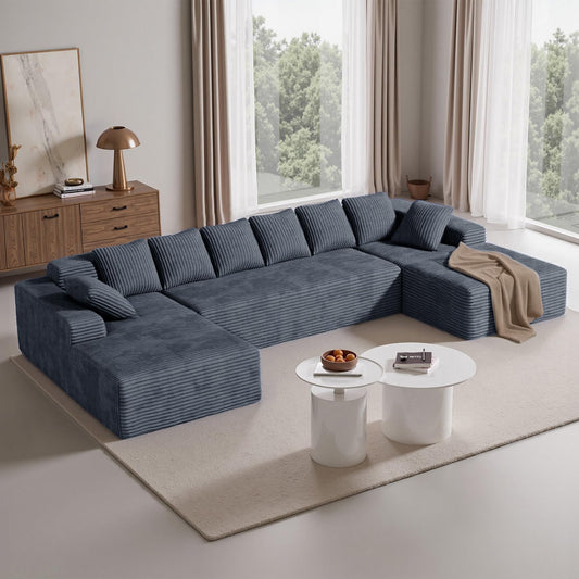 131'' Cloud Sectional Couches with Chaise Lounge, U-Shaped No Assembly Required Deep Seat Modular Sofa for Living Room 1PCS, Bedroom