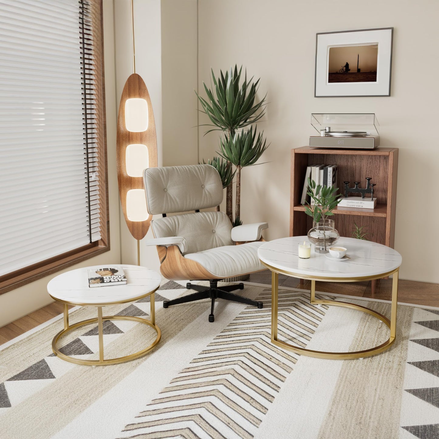 White Marble Nesting Tables, 2-Pack