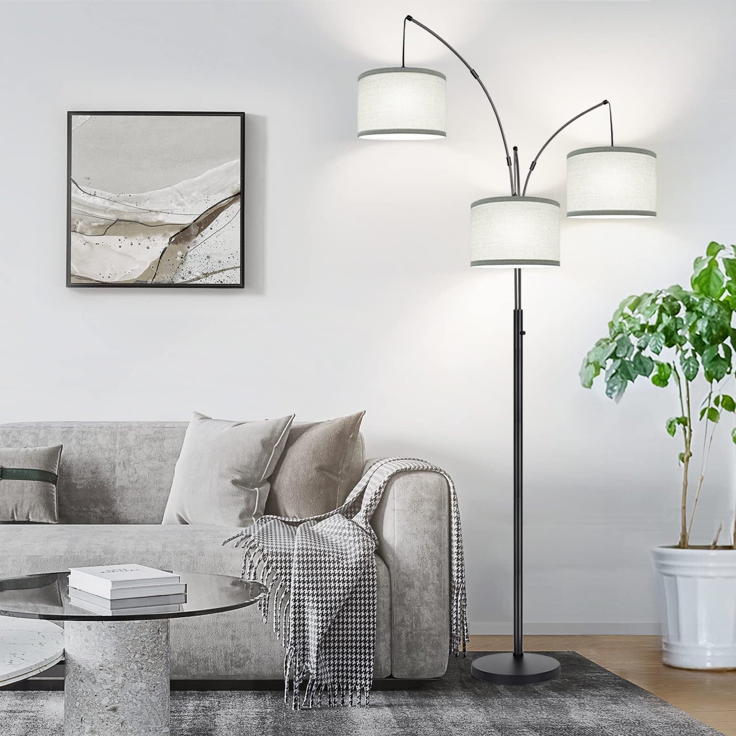Dimmable 3-Light Arc Floor Lamp