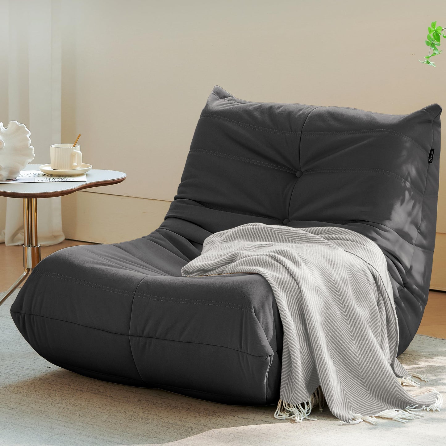 Dark Gray Memory Foam Bean Bag Chair