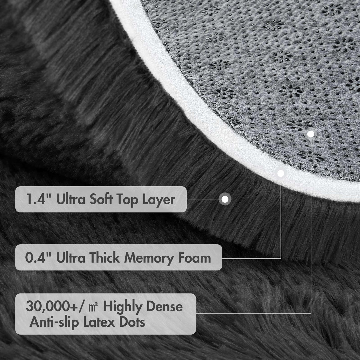 6x9 Ft Dark Grey Shag Area Rug