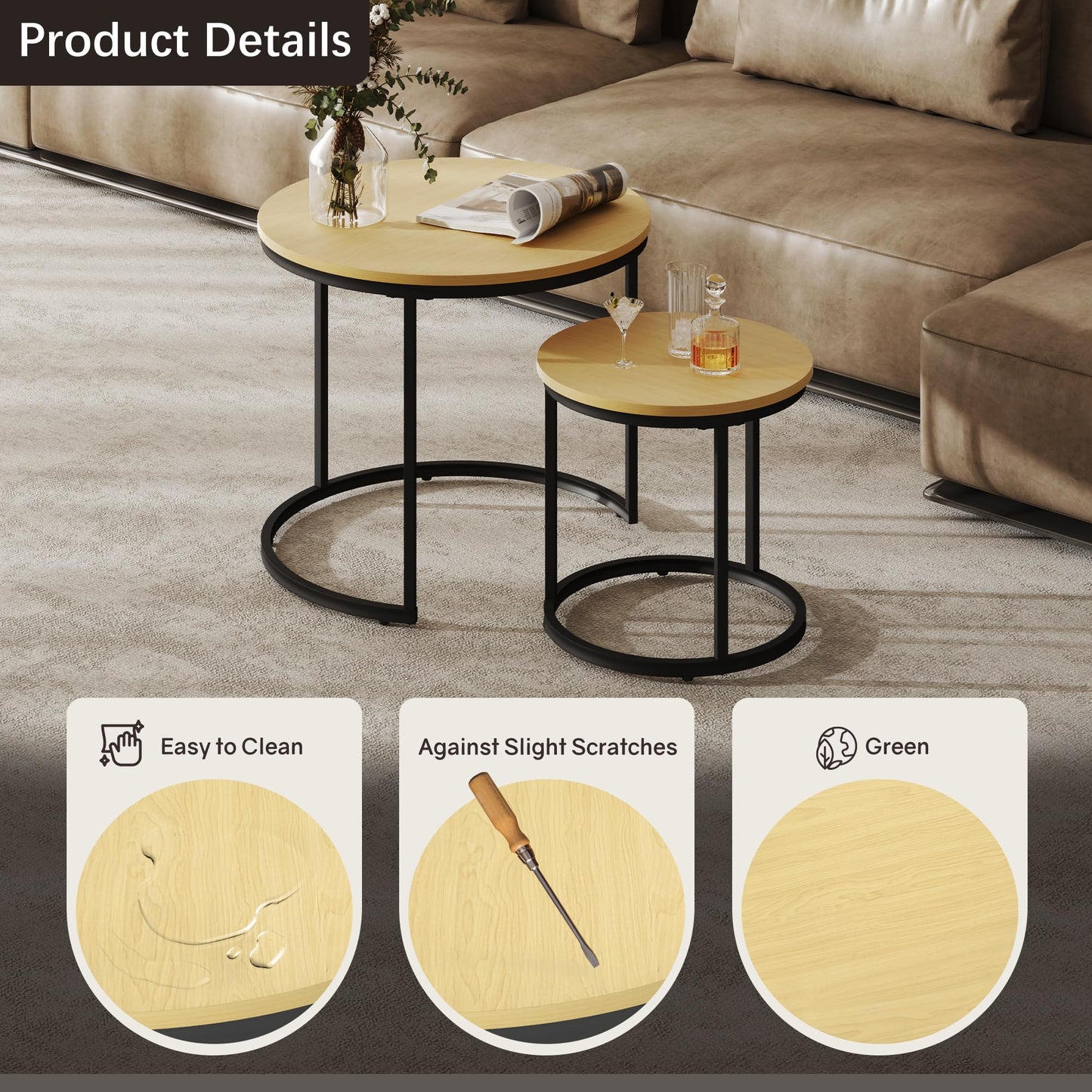 White Marble Nesting Tables, 2-Pack