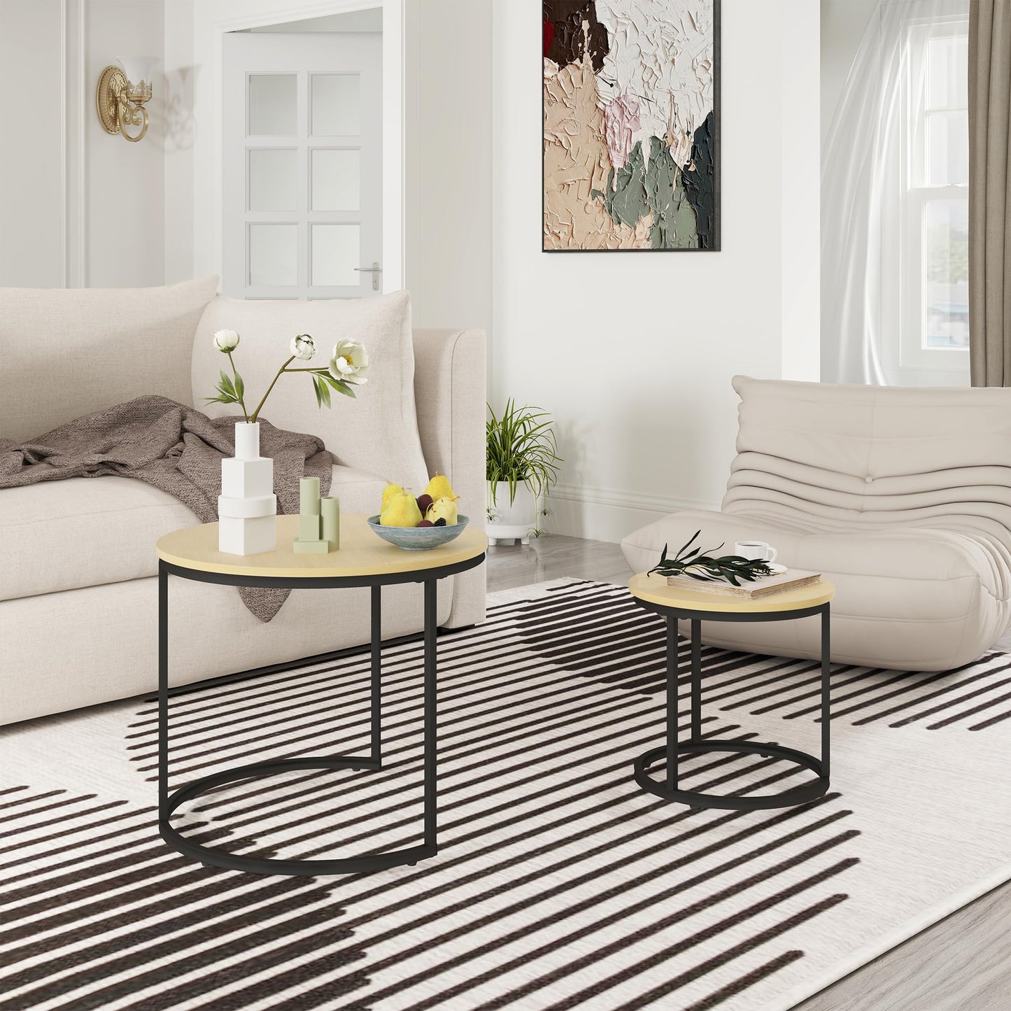 White Marble Nesting Tables, 2-Pack