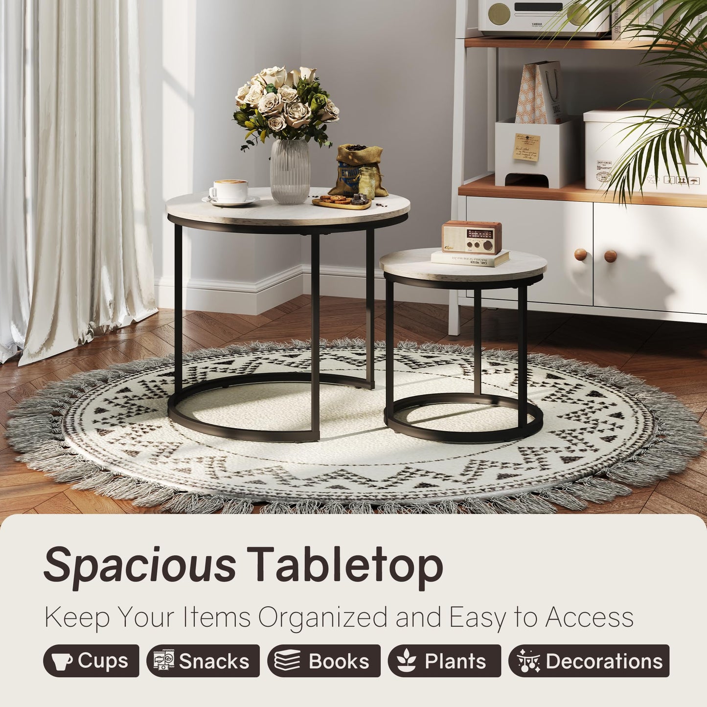 White Marble Nesting Tables, 2-Pack