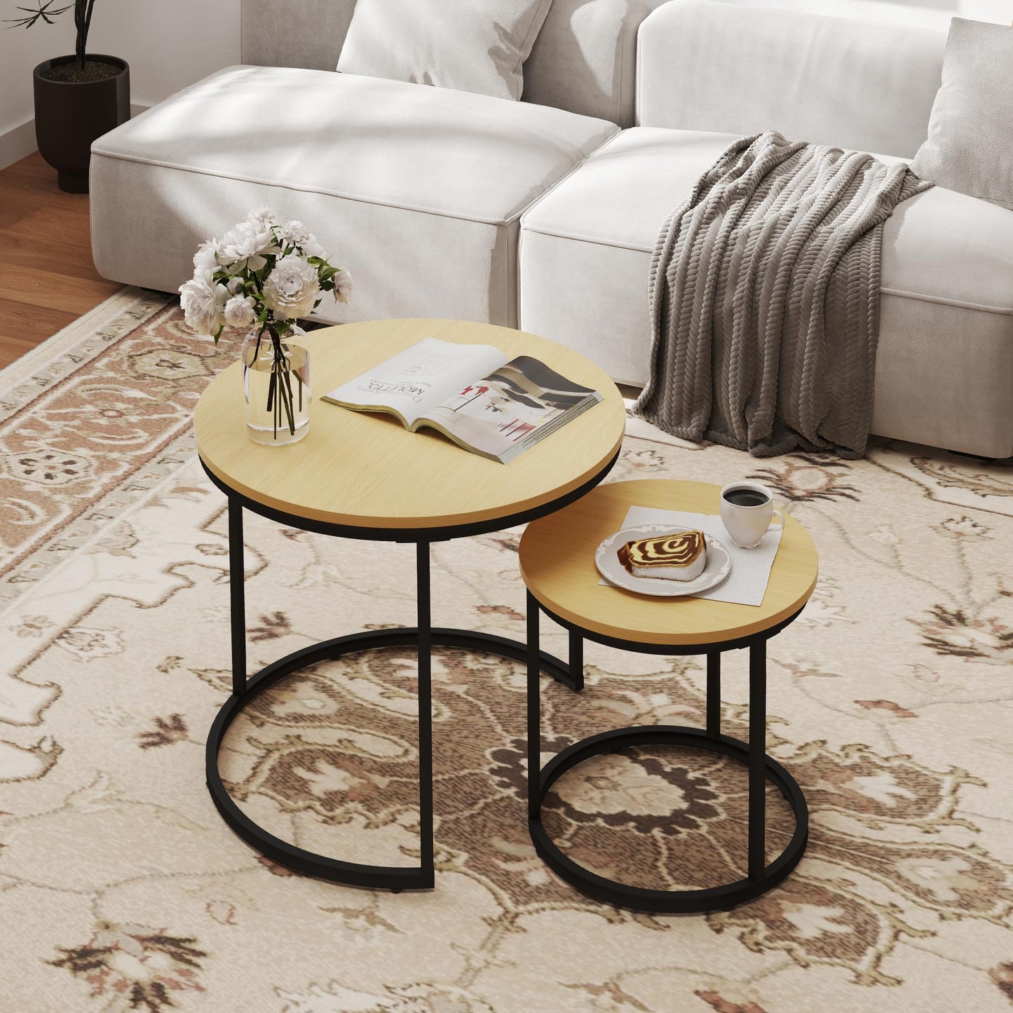 White Marble Nesting Tables, 2-Pack