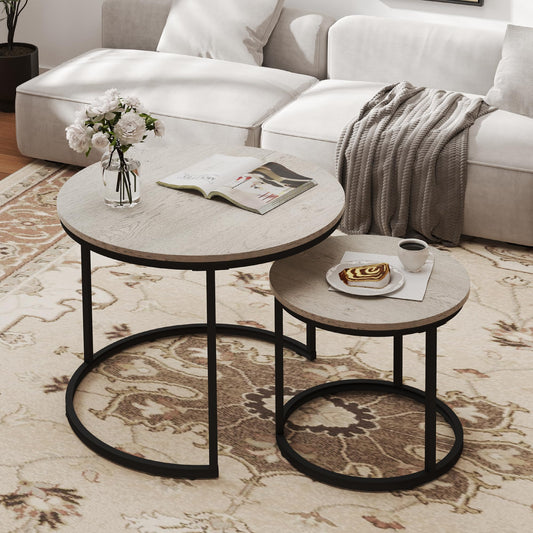 White Marble Nesting Tables, 2-Pack