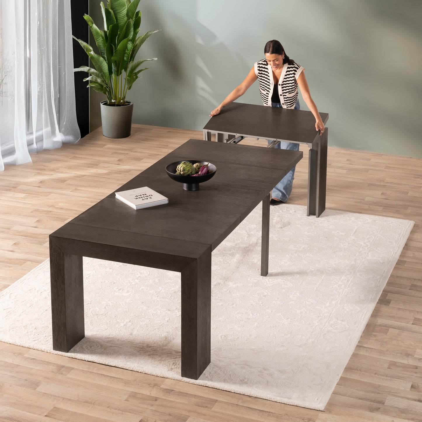 White Extendable Dining Table & Bench