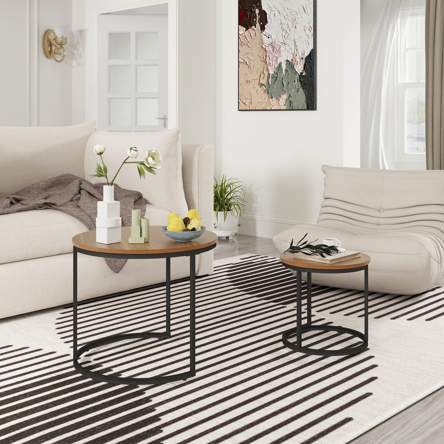 White Marble Nesting Tables, 2-Pack