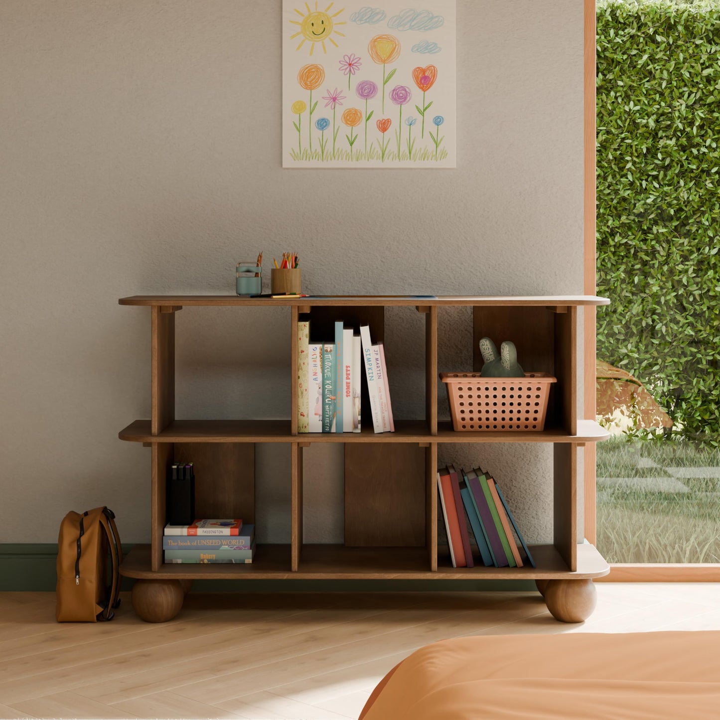 Babyletto 6-Cube Walnut Kids Bookcase