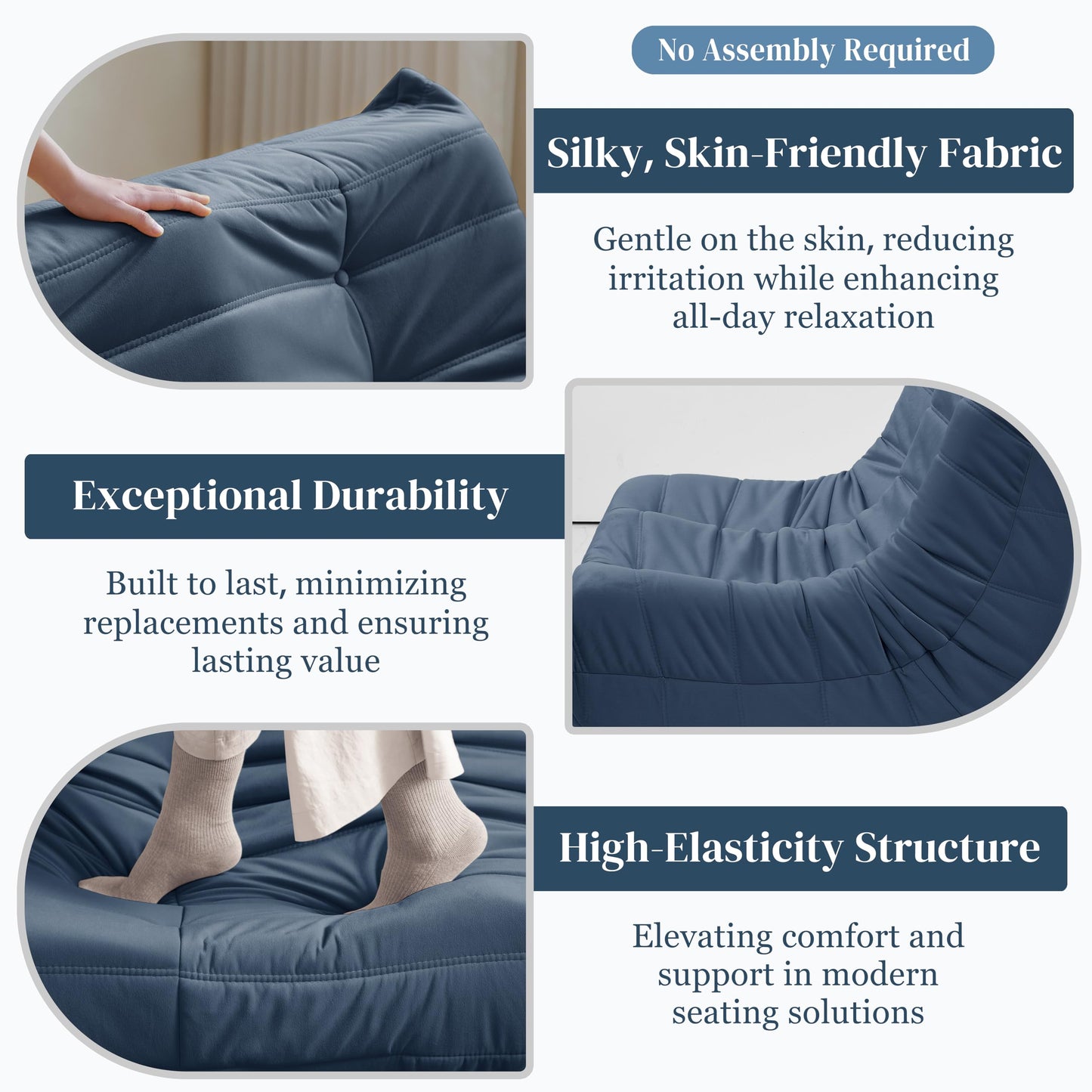 Dark Gray Memory Foam Bean Bag Chair
