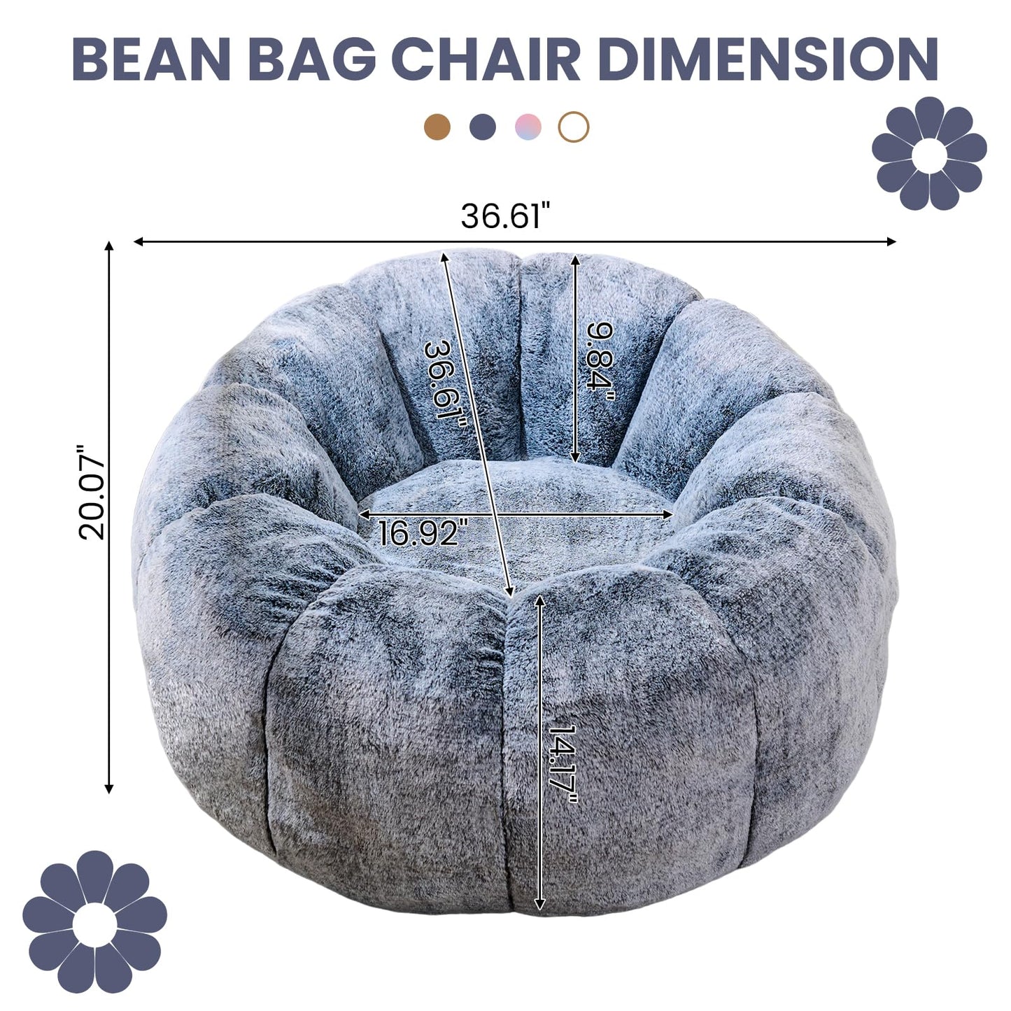 White Faux Fur Bean Bag Chair