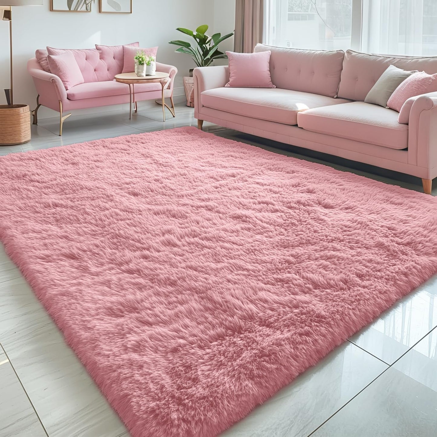 OLANLY 4x5.9 Grey Shag Rug