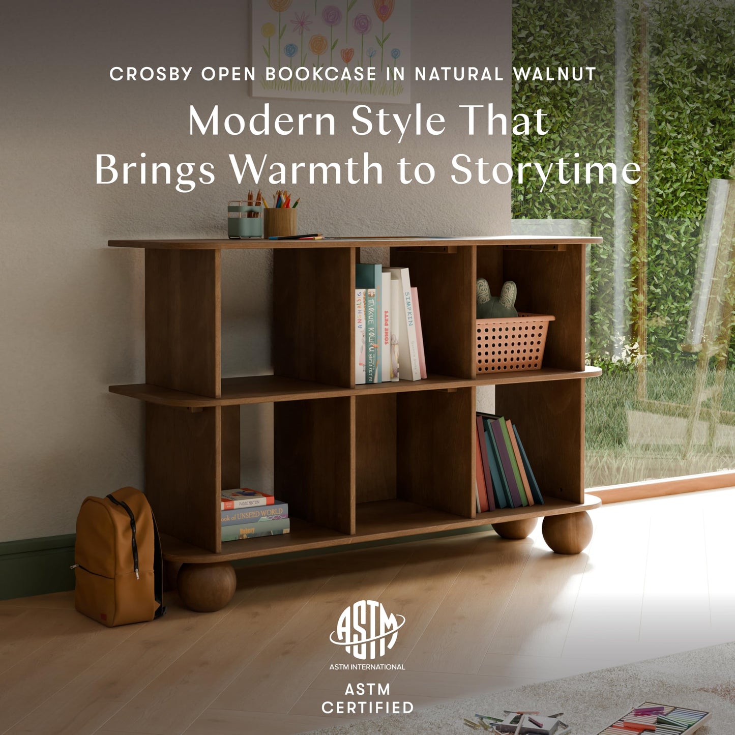 Babyletto 6-Cube Walnut Kids Bookcase