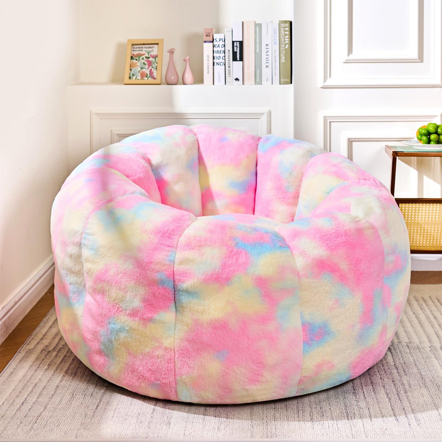 White Faux Fur Bean Bag Chair
