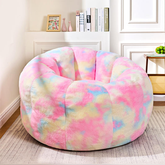 White Faux Fur Bean Bag Chair