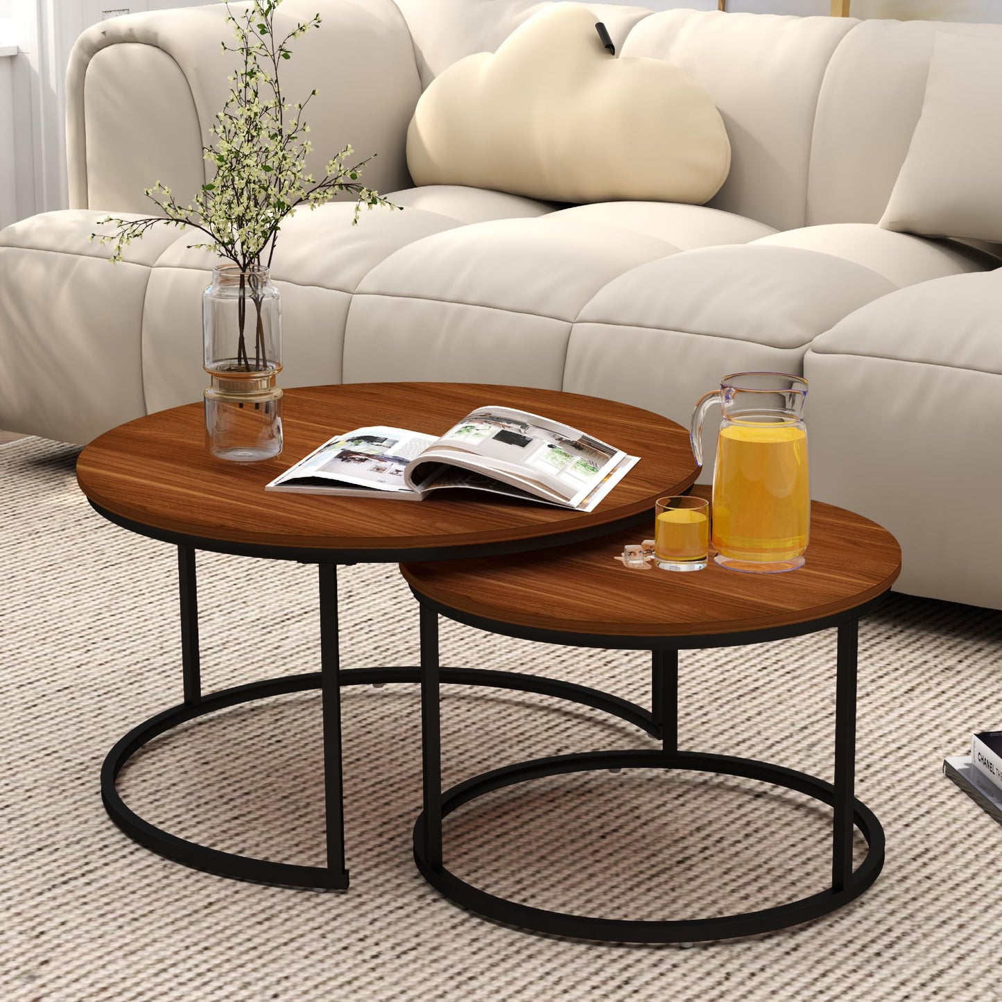 White Marble Nesting Tables, 2-Pack