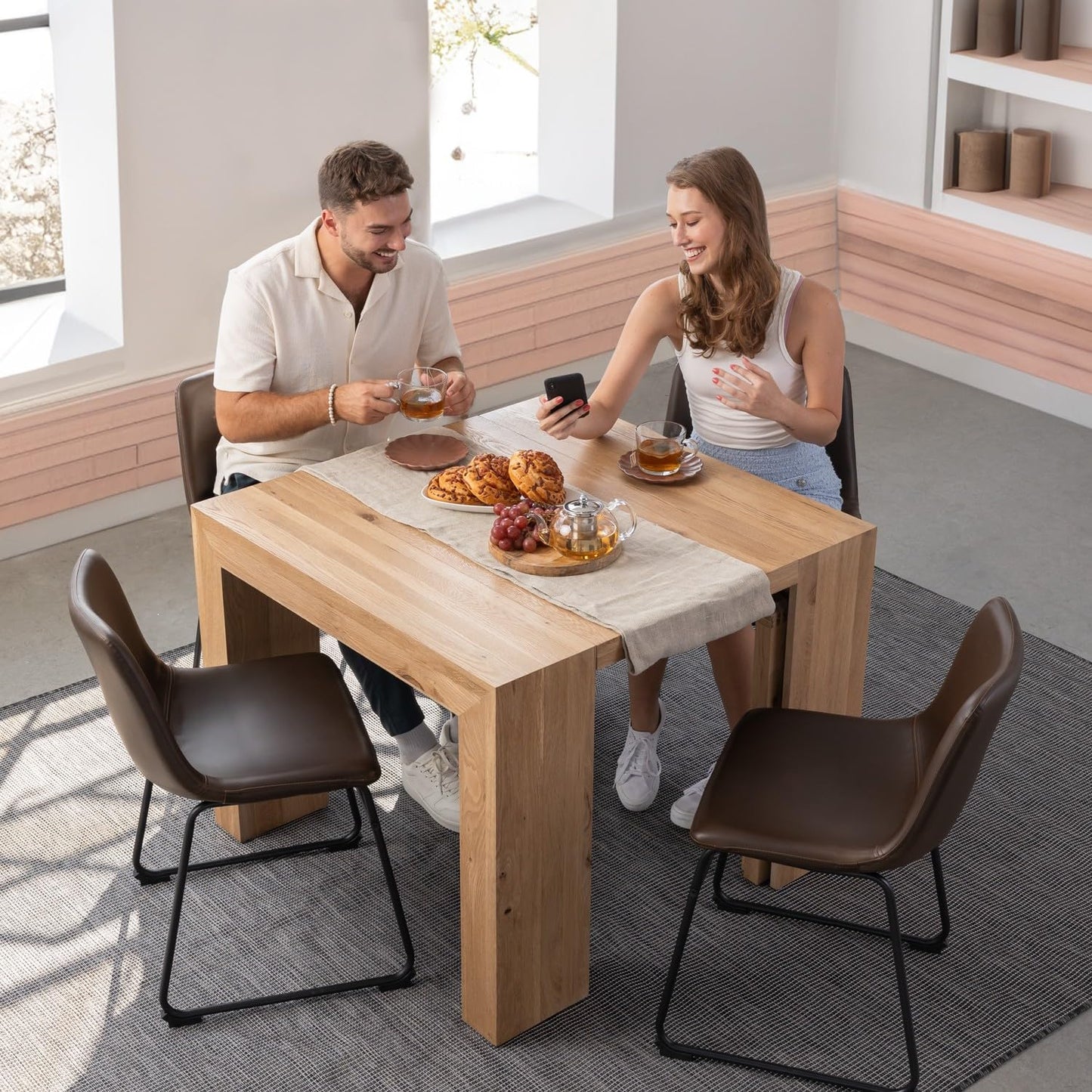 White Extendable Dining Table & Bench