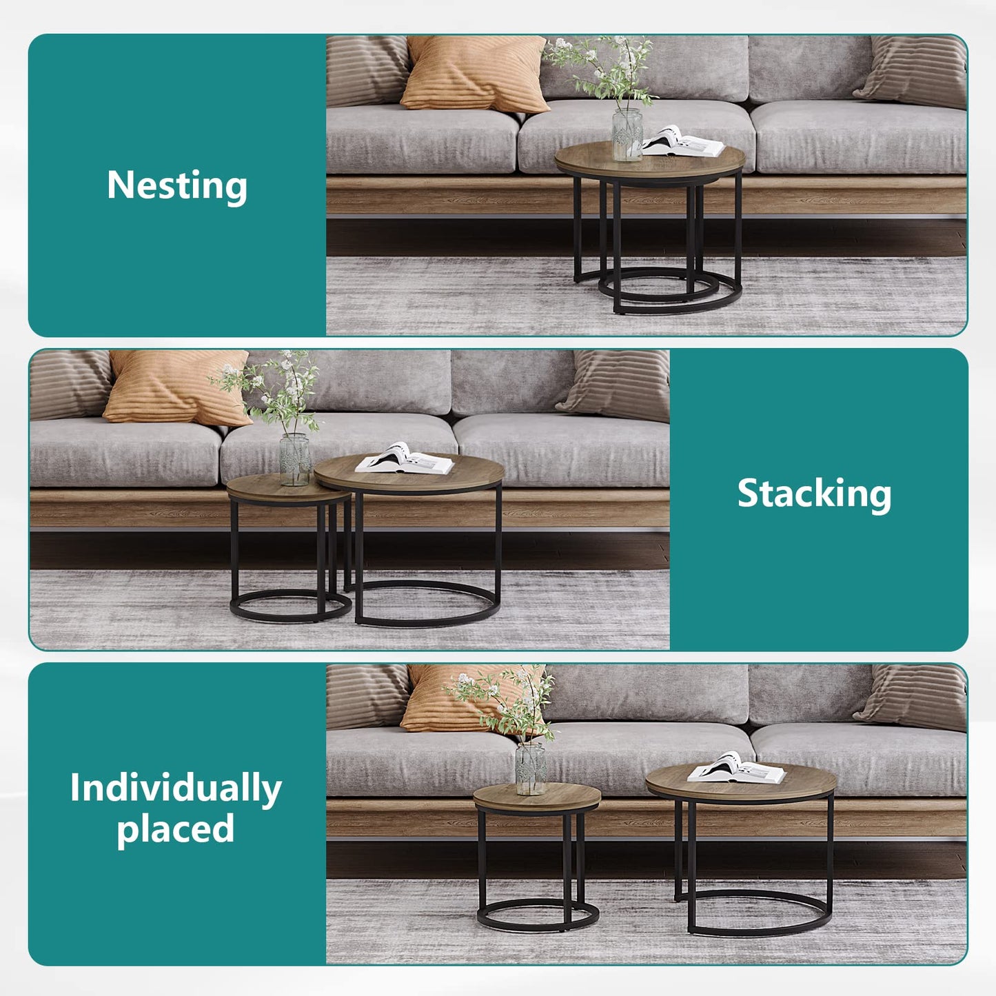 White Nesting Coffee Tables, 2-Pack