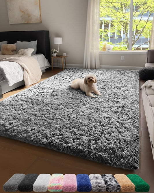 Ophanie 4x6 Grey Fluffy Shag Rug