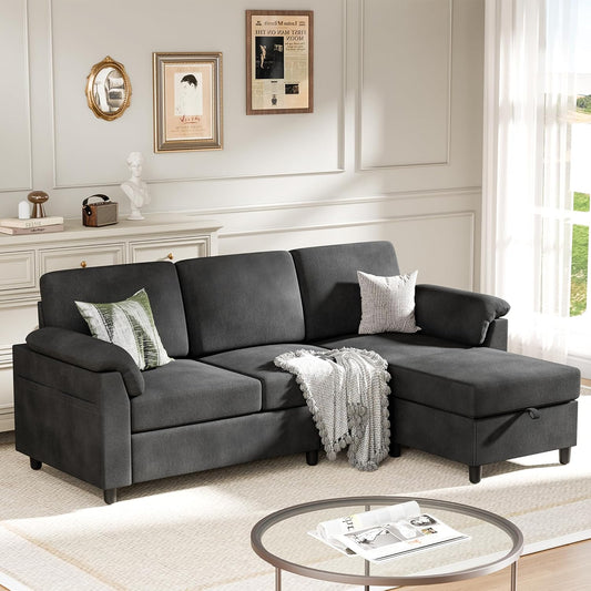 Meilocar Black L-Shaped Sectional Sofa